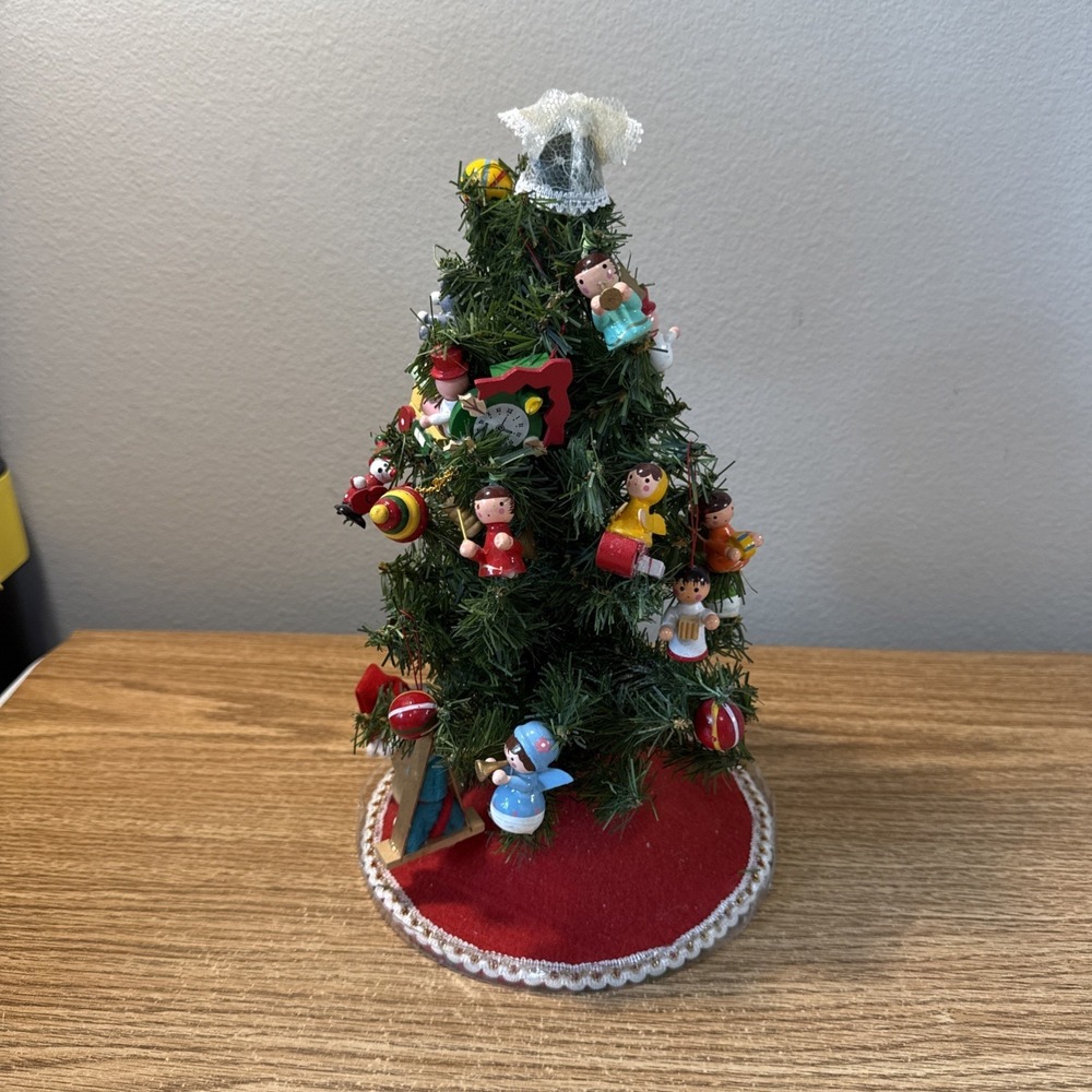 Vintage Tiny Christmas Tree with Ornaments Decorations
